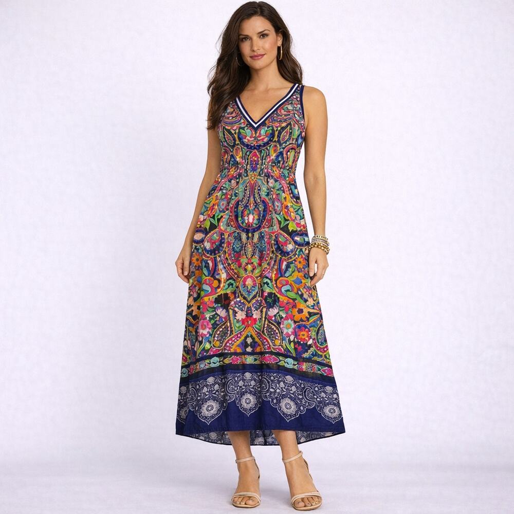 Johnny Was Knit Print Graduation Summer Party Boho Size XL EUC